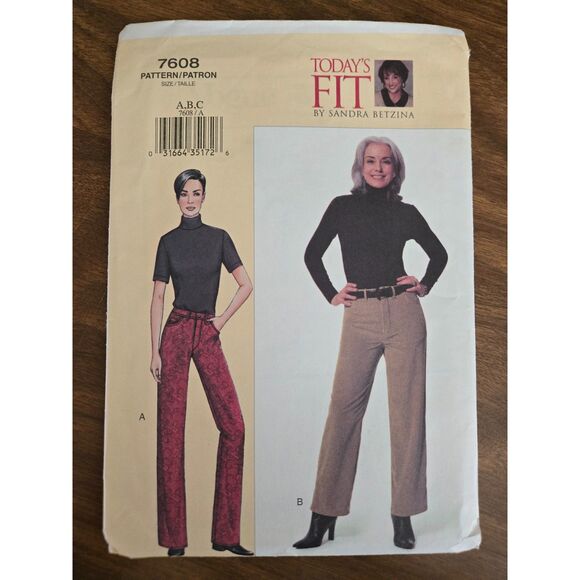Today's Fit Pants - NEW Today's Fit Pants Pattern 7608 Sandra Betzina VTG Women Size A,B,C Sewing